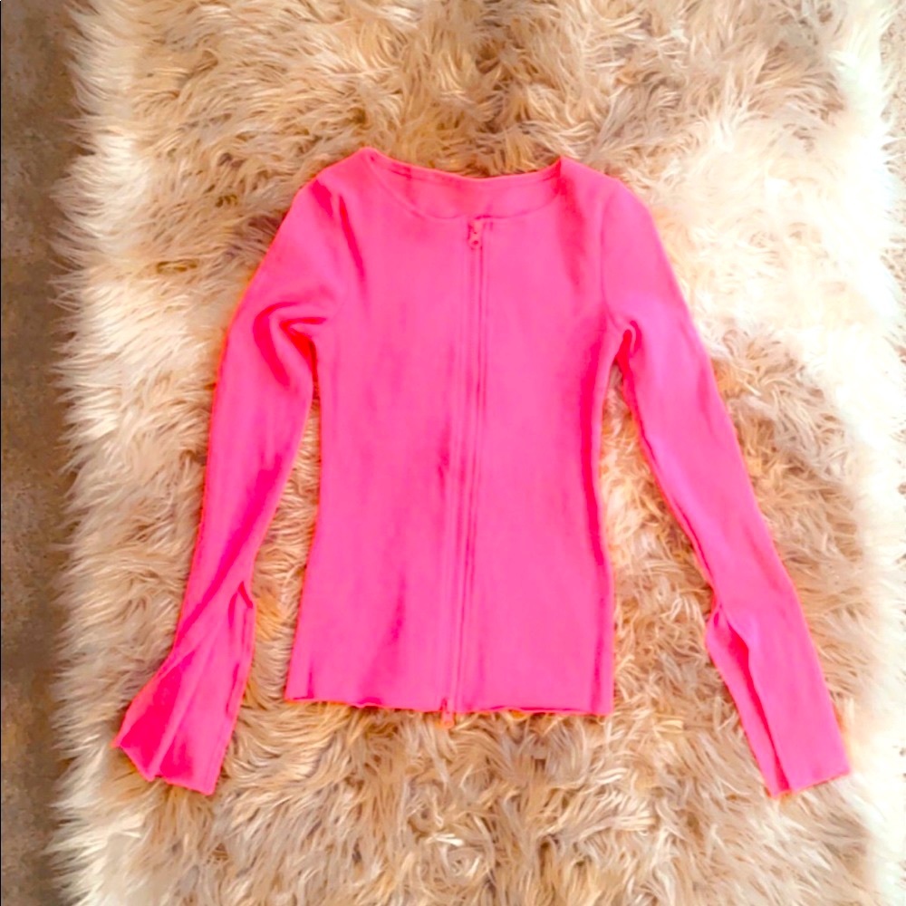 Zip Up Ribbed Knit Slim Top
